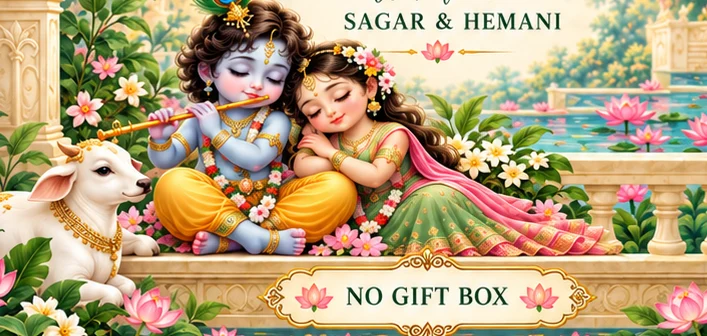 Illustrated child Radha and Krishna